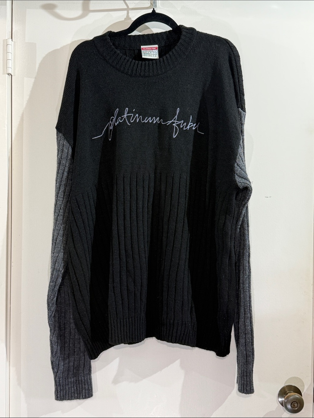 Platinum Men’s FUBU Two-Tone Black & Gray Crewneck Sweater size 2X